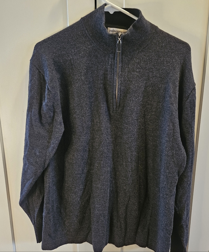 Pronto Uomo Wool Charcoal Zip-Up Sweater